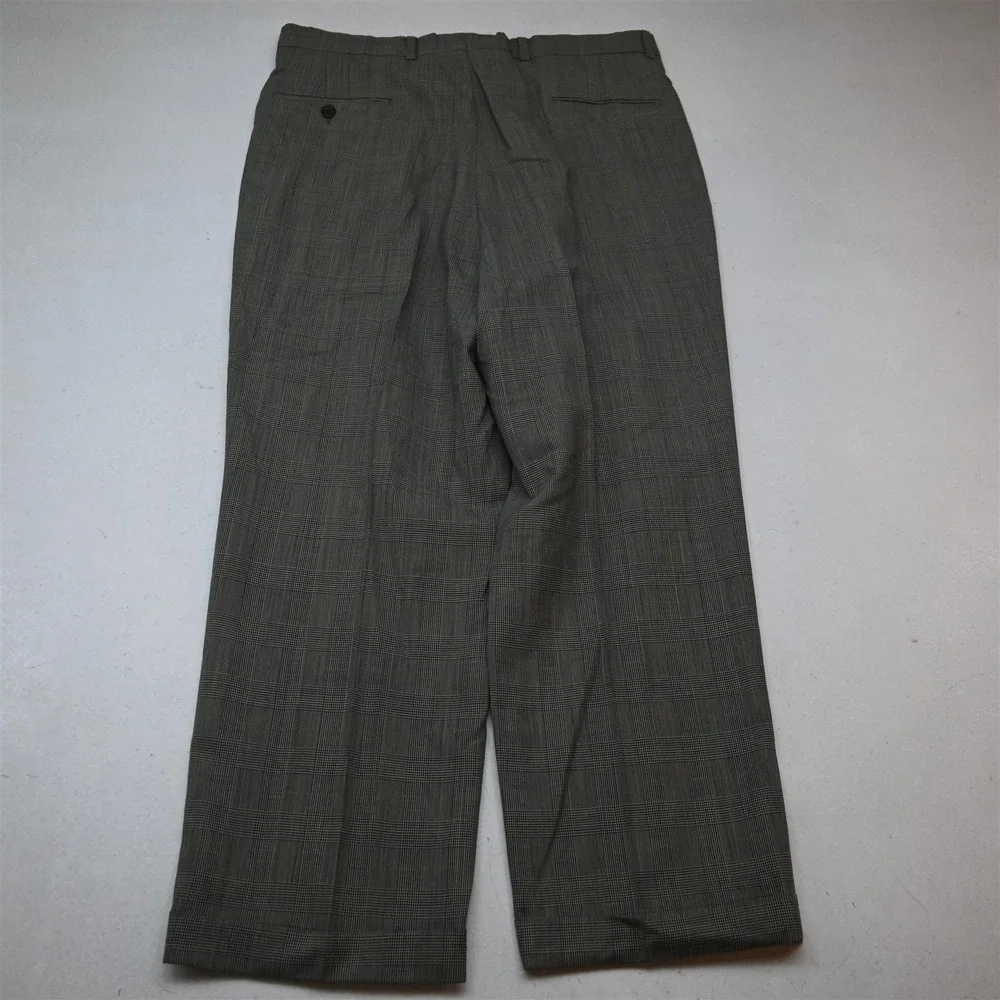 Vtg USA Made 42S 34x29 Brown Glenn Check 100% Wool Mens Jacket Pants Suit